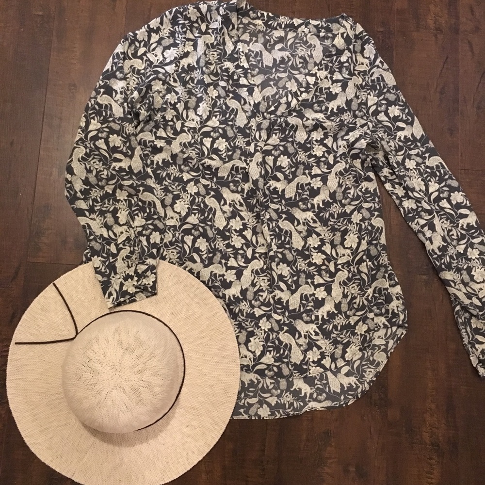 Print long sleeve top
